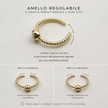 Anello regolabile platino 3 fili strass bianchi Anello regolabile platino 3 fili strass bianchi