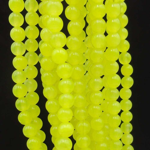 Pietre Dure Agata Colorata 4/6 mm | Agata gialla fluo 4 mm tonda liscia filo 40 cm - fluo99