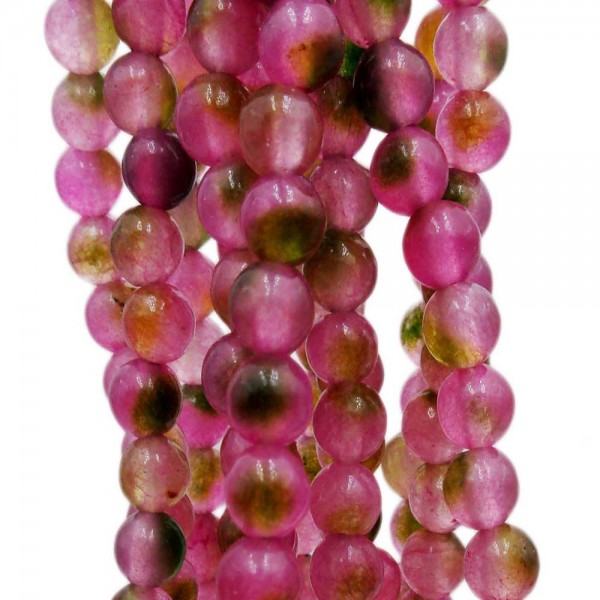 Pietre Dure Agata Colorata 4/6 mm | Agata colorata rosa e verde tonda liscia 4 mm filo 40 cm - rddss1cq