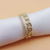 Anello oro regolabile doppio filo strass e catena (nel002a) - pietreeminuterie.com