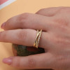 Anello regolabile oro 3 fasce con strass bianchi (fd4llpp0) - pietreeminuterie.com