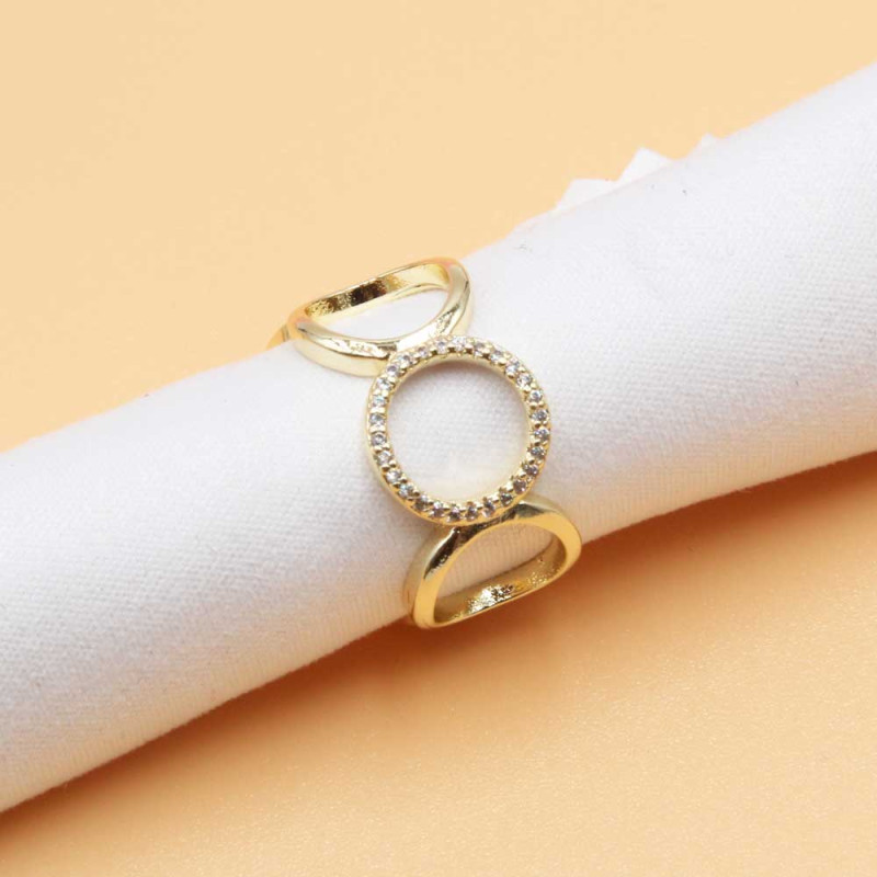 Anello regolabile oro cerchi strass bianchi (ceffchu1) - pietreeminuterie.com