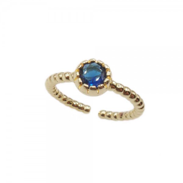Anelli | Anello regolabile oro con cristallo azzurro - anel6cri