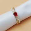 Anello regolabile oro con cristallo rosso e perle (928398s) - pietreeminuterie.com