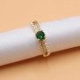 Anello regolabile oro con perle e strass pietra centrale verde