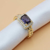 Anello regolabile oro con strass e pietra centrale ametista (ame66art) - pietreeminuterie.com