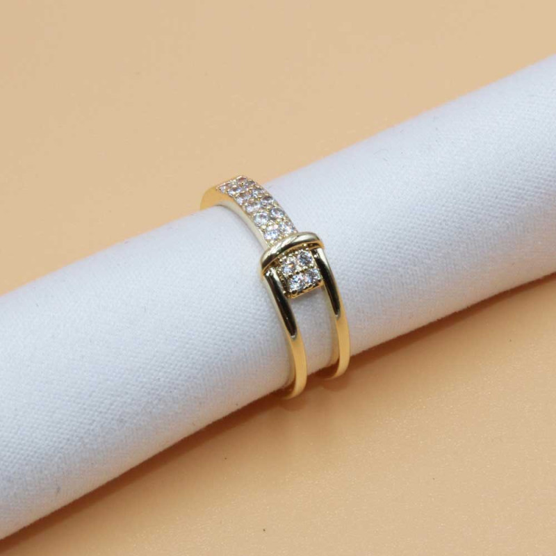 Anello regolabile oro fascia con cristalli (f1mm0app) - pietreeminuterie.com