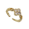 Anello regolabile oro fiore con cristalli bianchi (bian778ss) - pietreeminuterie.com