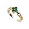 Anello regolabile oro fiore con cristalli verdi (biang8ss) - pietreeminuterie.com