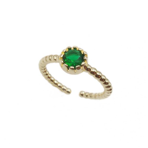 Anelli | Anello regolabile oro con cristallo verde - anel6cver
