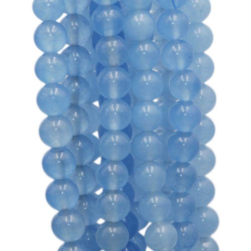 Pietre Dure Agata Colorata 4/6 mm | Agata azzurra tonda liscia 6 mm filo 40 cm - azzurr991