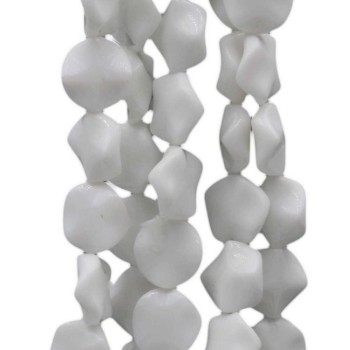Agata bianca gettone ondulato 16 mm 5 pz