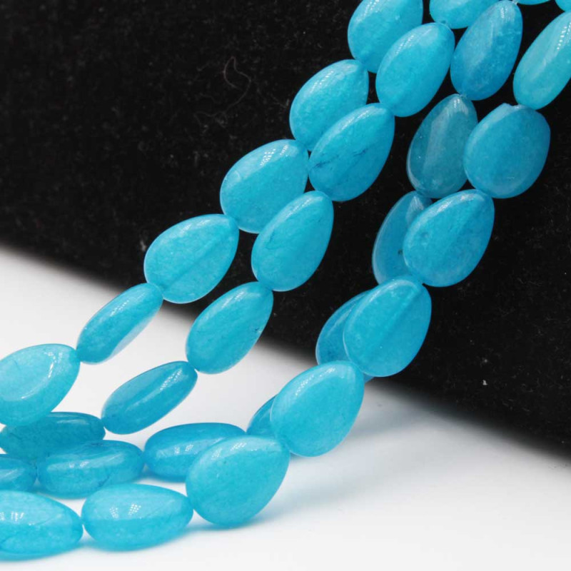 Agata azzurra gocce lisce 15x11 mm filo 40 cm (vo-1416) - pietreeminuterie.com