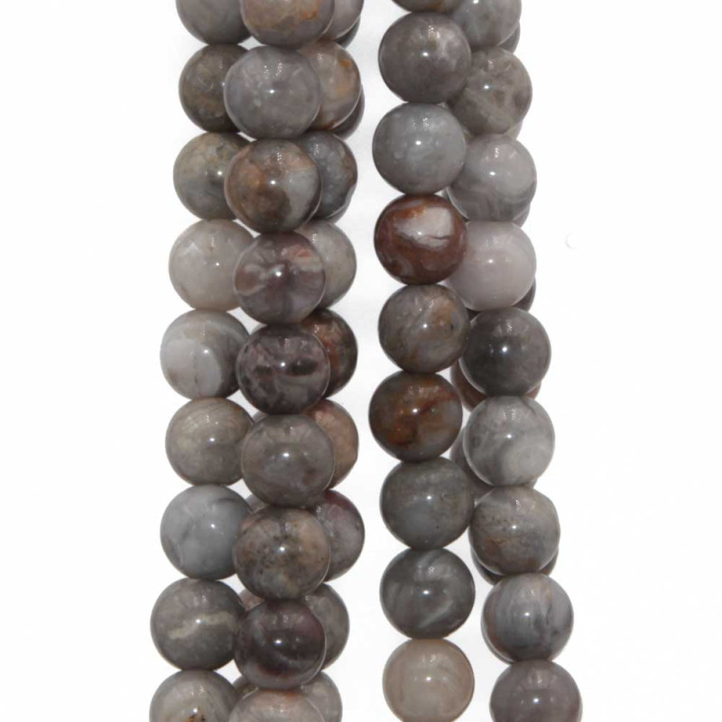 Agata crazy grigia tonda liscia 8 mm filo 40 cm (craz-028) - pietreeminuterie.com