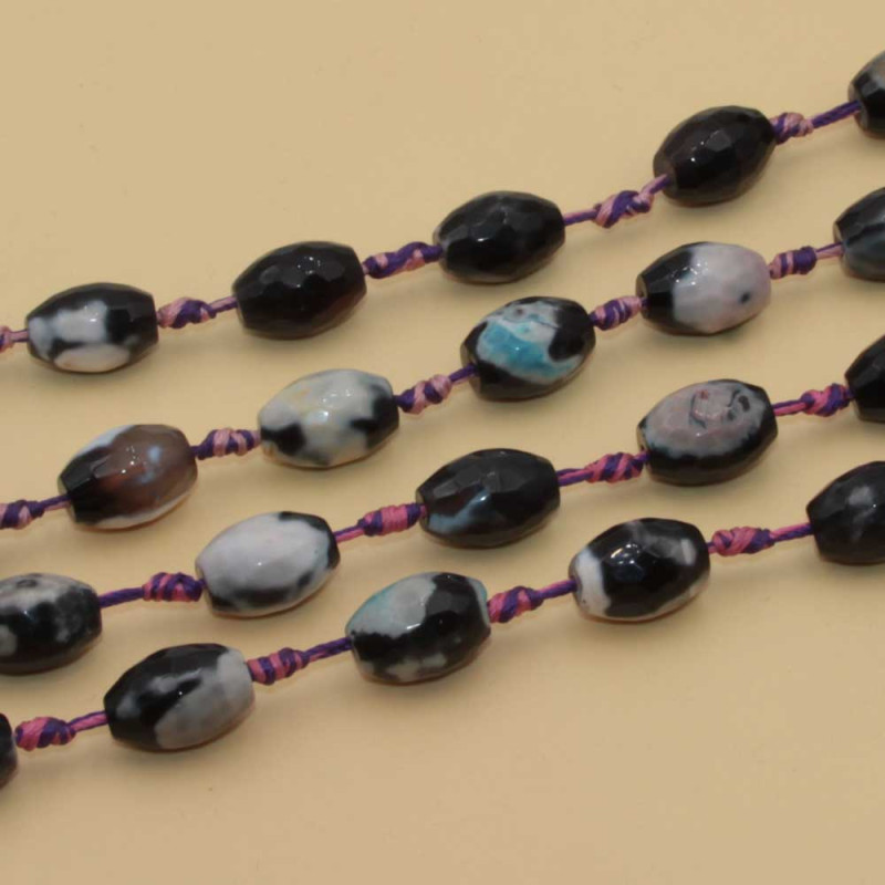 Agata di fuoco barilotto sfac. nero conf. 6 pz (6sfac-fuo) - pietreeminuterie.com