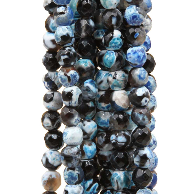 Agata di fuoco bianca e nera tonda sfac. 6 mm filo 40 cm (333-001-1) - pietreeminuterie.com