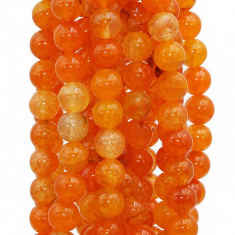 Agata di fuoco tonda arancio liscia 8 mm filo 40 cm (fuo-1-00c) - pietreeminuterie.com