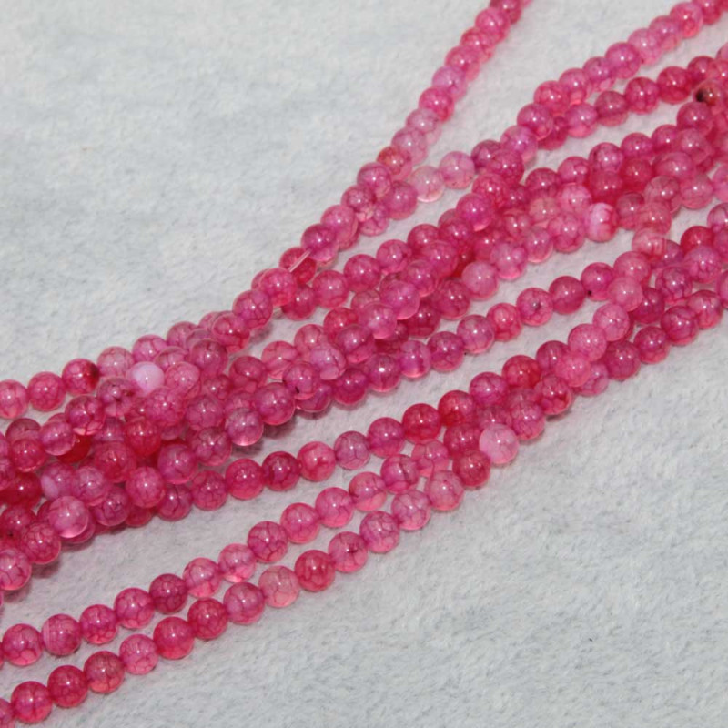 Agata di fuoco tonda liscia 4 mm rosa filo 40 cm (fuo-4-af) - pietreeminuterie.com