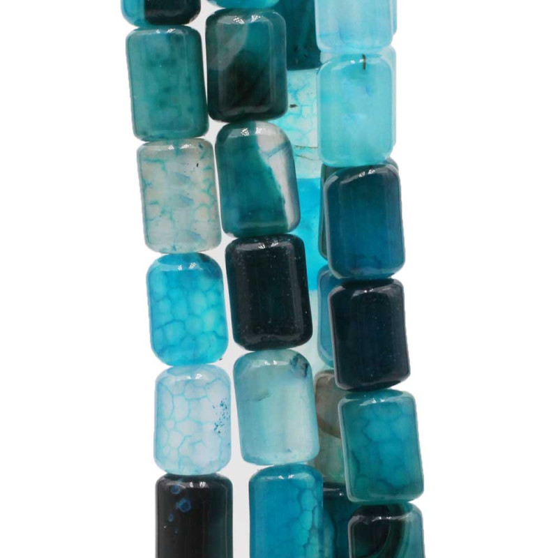 Agata di fuoco colonna liscia azzurra 12x9 mm filo 40 cm (fuo-1-02) - pietreeminuterie.com