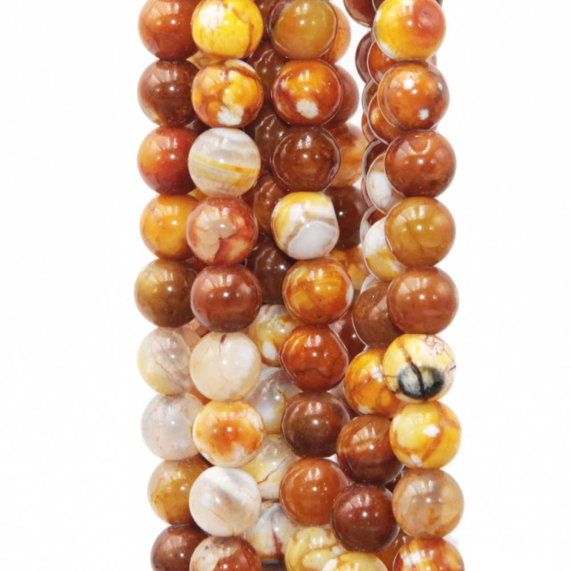 Agata di fuoco rossa 6 mm filo 40 cm (fu-008388) - pietreeminuterie.com