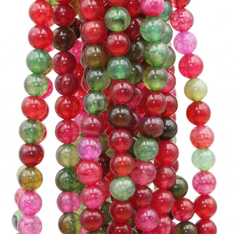 Agata di fuoco tonda liscia 6 mm colorata filo 40 cm (hh-001-11) - pietreeminuterie.com