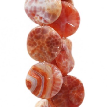 Agata di fuoco rossa disco ondulato 20 mm 2 pz Agata di fuoco rossa disco ondulato 20 mm 2 pz