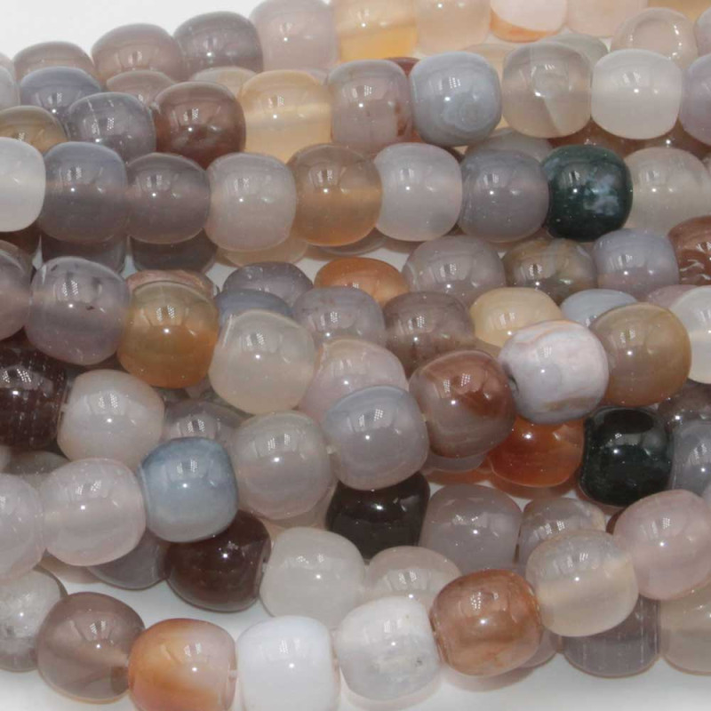 Agata grigia multicolor barilotto liscio 12 mm filo 40 cm (grey-01-p) - pietreeminuterie.com