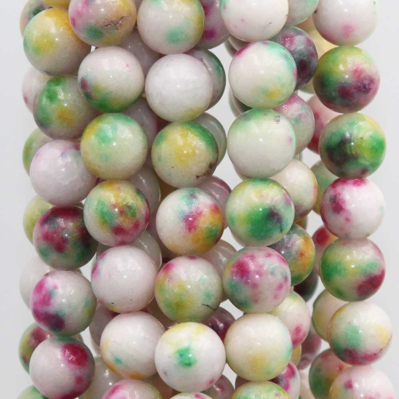 Agata indiana bianca colorata tonda liscia 10 mm filo 40 cm (ind10ros) - pietreeminuterie.com