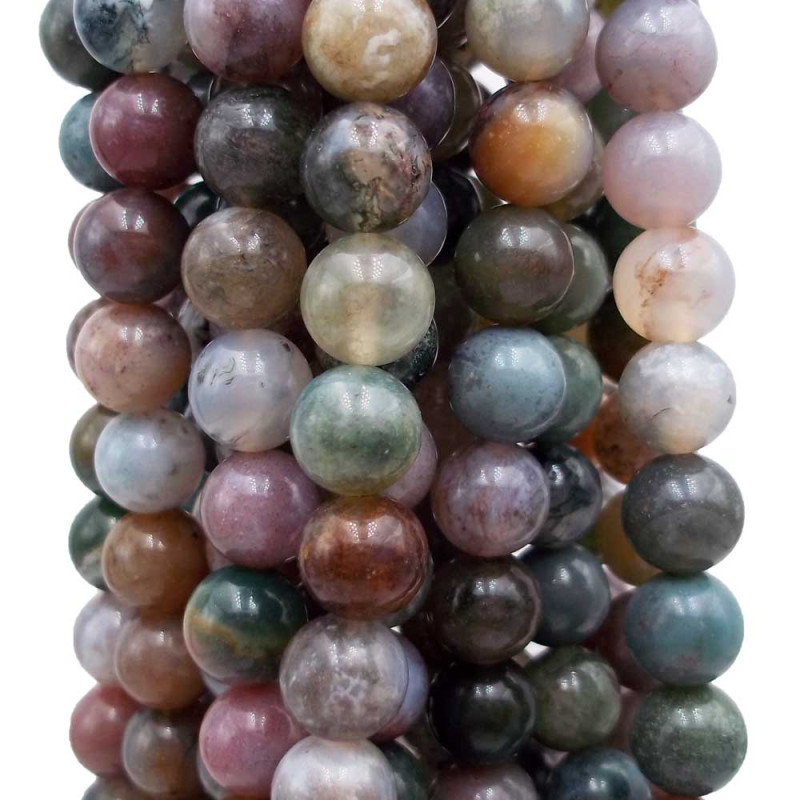 Agata Indiana tonda liscia 7/8 mm filo da 40 cm (agti8m5) - pietreeminuterie.com