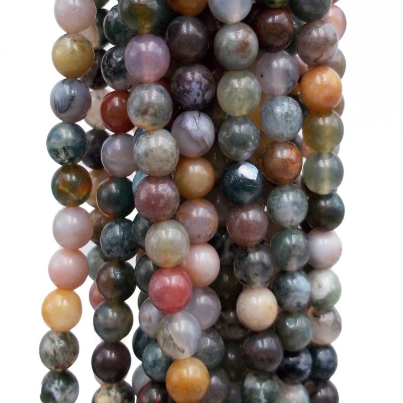 Agata Indiana tonda liscia 6 mm filo da 40 cm (agti6m1) - pietreeminuterie.com