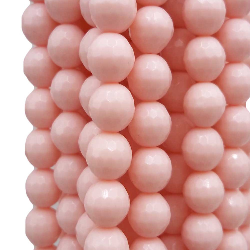 Agata rosa tonda sfaccettata 8 mm filo 40 cm (rosa8mm) - pietreeminuterie.com