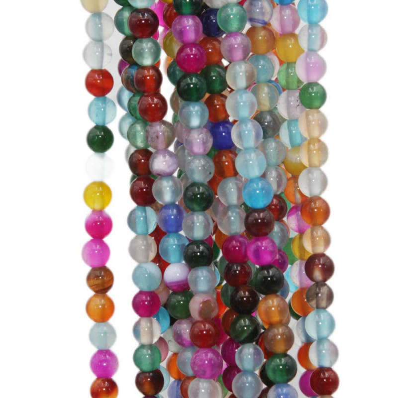 Agata striata colorata tonda liscia 4 mm filo 40 cm (coor5stri1) - pietreeminuterie.com