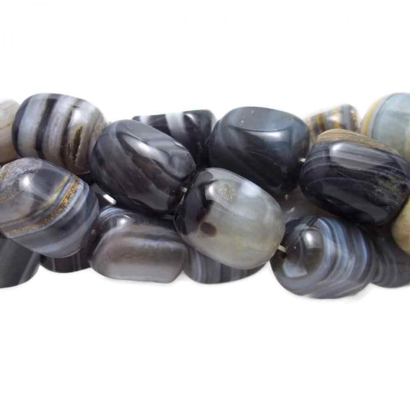 Agata striata del madagascar liscia 14x11 mm irregolare pacco da 2 pezzi (br66290) - pietreeminuterie.com