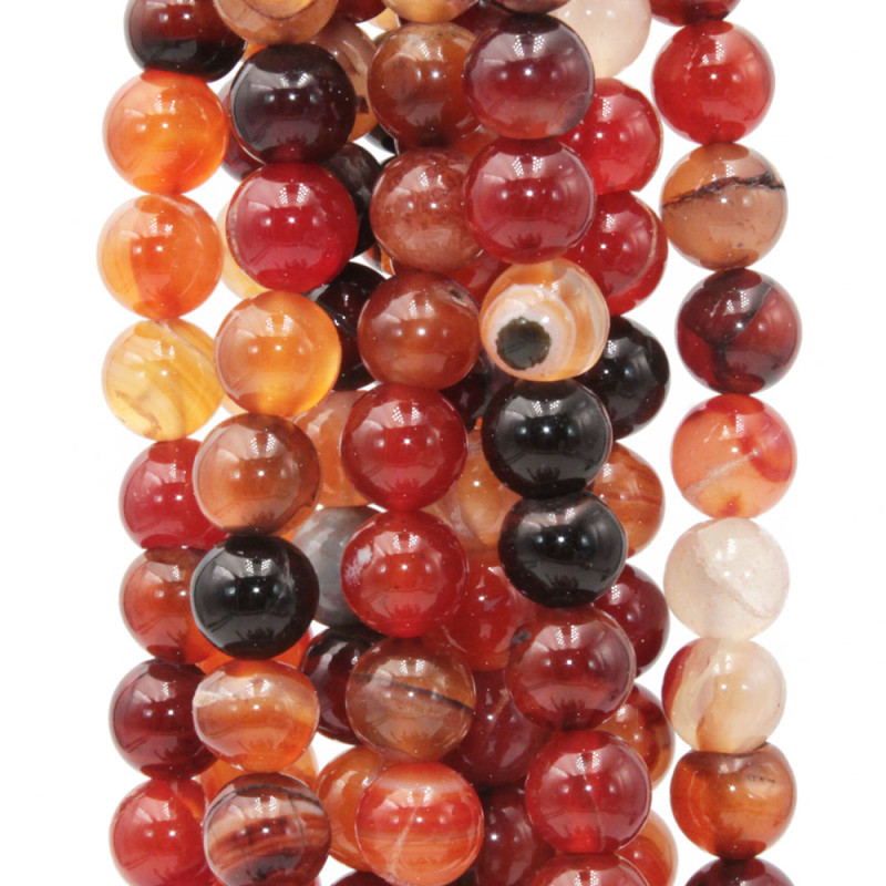 Agata striata marrone arancio 10 mm tonda liscia filo 40 cm (ara-10-mm) - pietreeminuterie.com