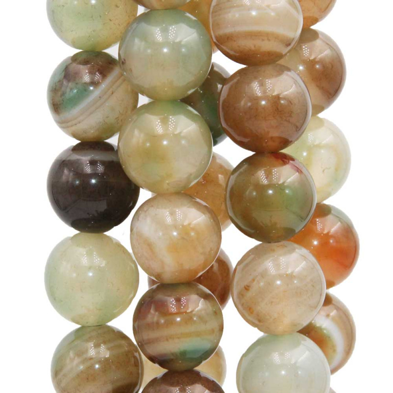 Agata striata marrone verde 12 mm tonda lisca 10 pz (12marr9stri) - pietreeminuterie.com