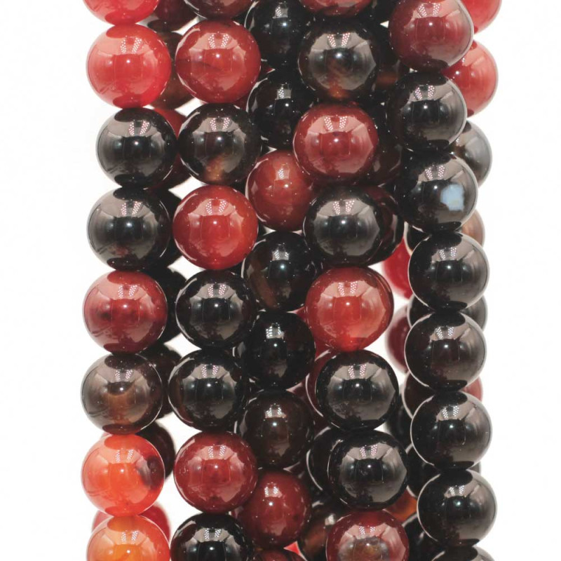 Agata striata tonda liscia 10 mm nera e marrone filo 40 cm (gt-0-m9) - pietreeminuterie.com