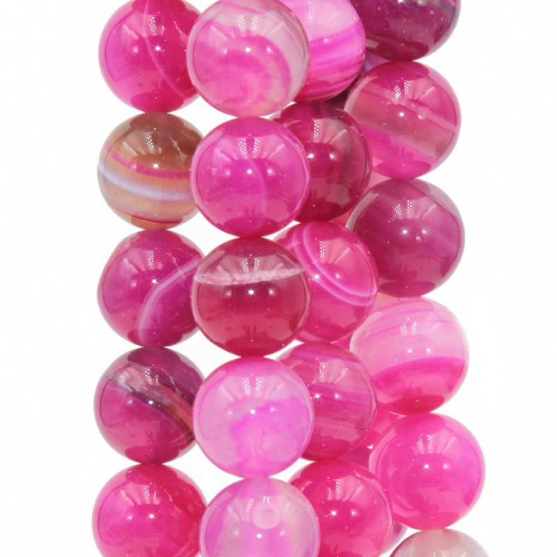 Agata striata tonda liscia 10 mm rosa conf. 10 pz (8stri-9301) - pietreeminuterie.com