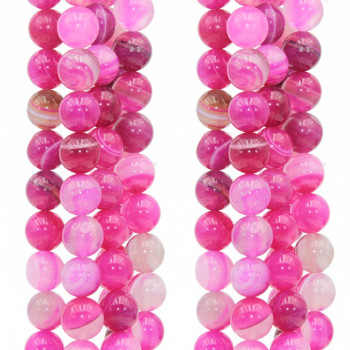 Agata striata tonda liscia 6 mm rosa filo 40 cm