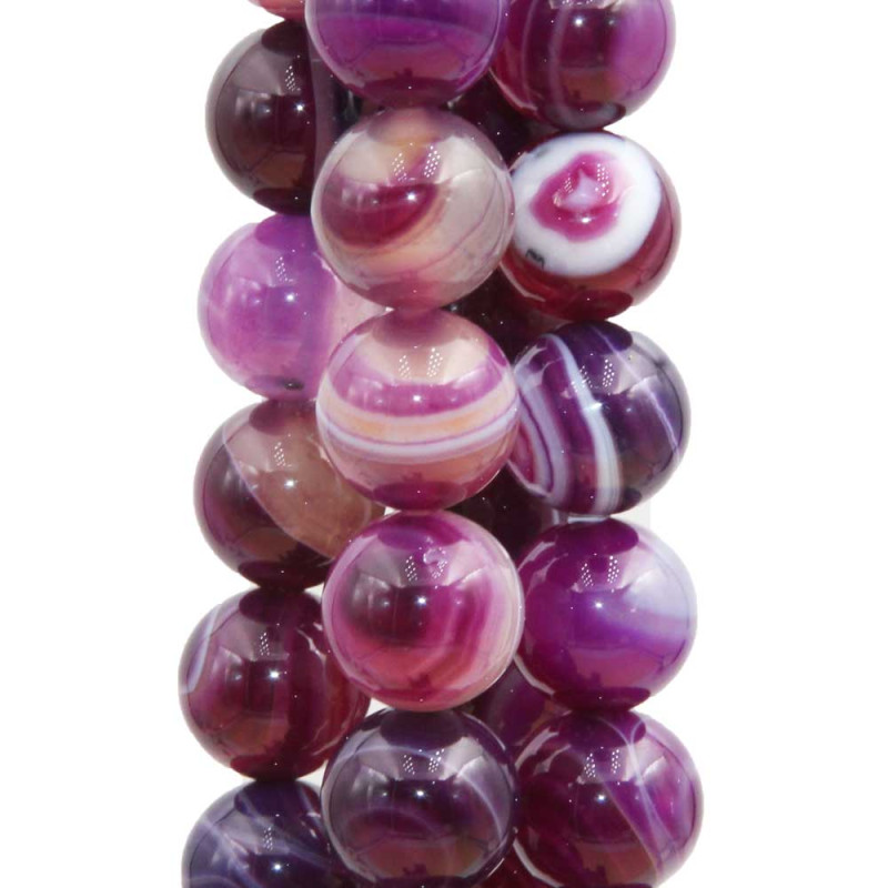 Agata striata tonda liscia viola 12 mm 10 pz (pki-1-00) - pietreeminuterie.com
