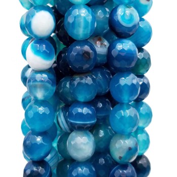 Agata striata tonda sfaccettata azzurra 10 mm pacco da 10 pezzi