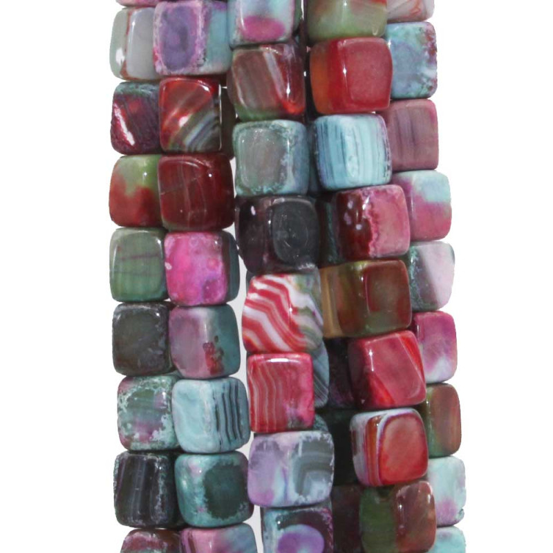 Agata striata verde colonna 14x9 mm circa 10 pz (cub-stri-08) - pietreeminuterie.com