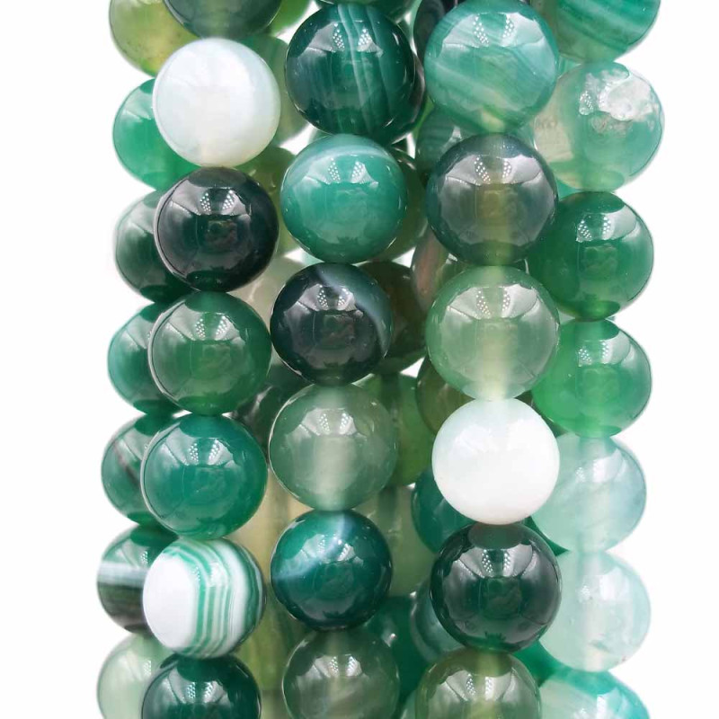Agata verde striata tonda liscia 6 mm filo 40 cm (azsq61) - pietreeminuterie.com