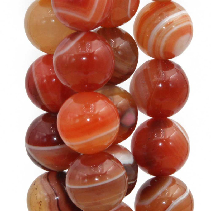 Corniola striata tonda liscia 12 mm pacco 10 pz (st-11-0001) - pietreeminuterie.com