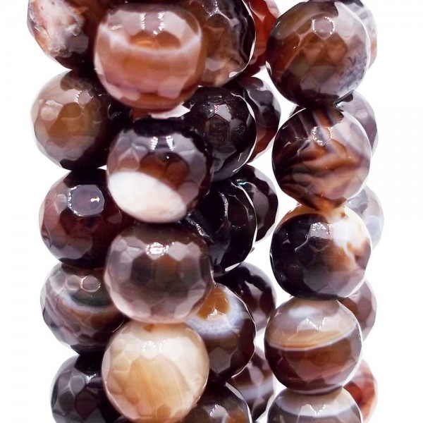 Agata Striata | Agata striata madagascar marrone 10 mm sfaccettata pacco da 10 pezzi - stri10mw