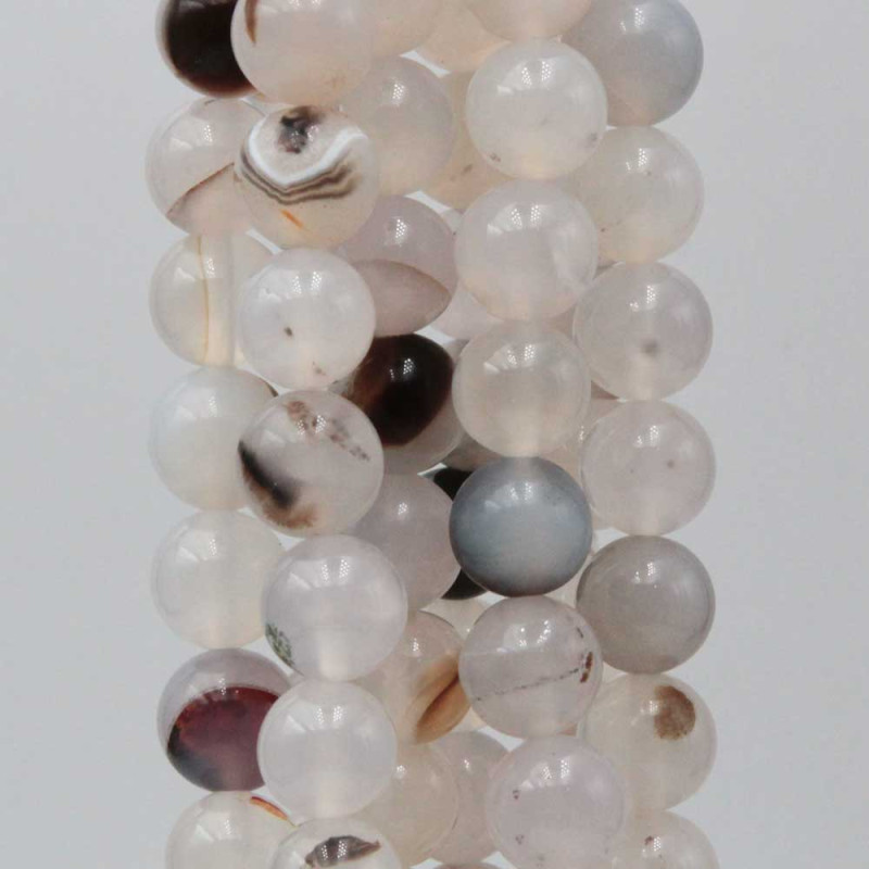 Agata bianca striata rutilata 12 mm liscia filo 40 cm (de-10-pp) - pietreeminuterie.com