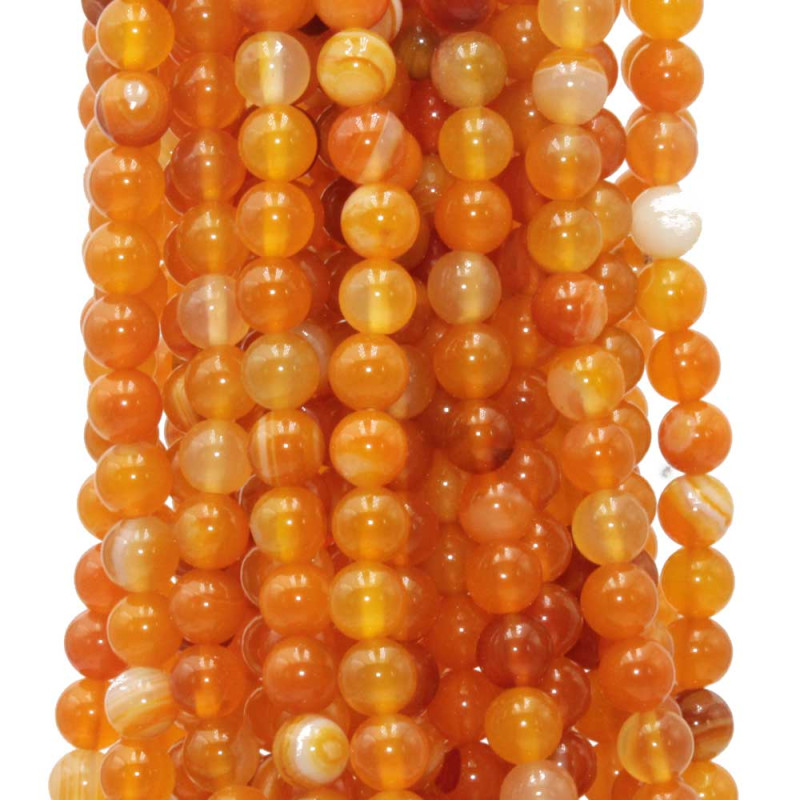 Agata striata arancio 8 mm filo 40 cm (str-882ar) - pietreeminuterie.com