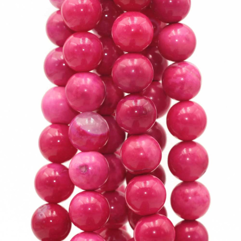 Agata striata tonda liscia 12.5 mm rosa filo 40 cm (red-9op11) - pietreeminuterie.com
