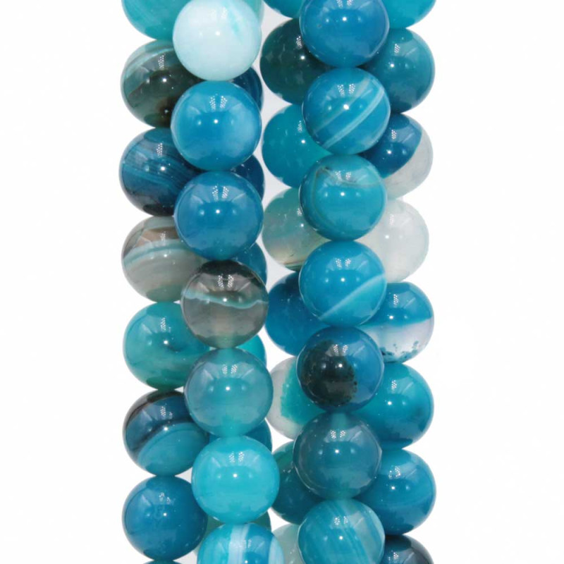 Agata striata tonda liscia 6 mm azzurra filo 40 cm (8stri-96) - pietreeminuterie.com