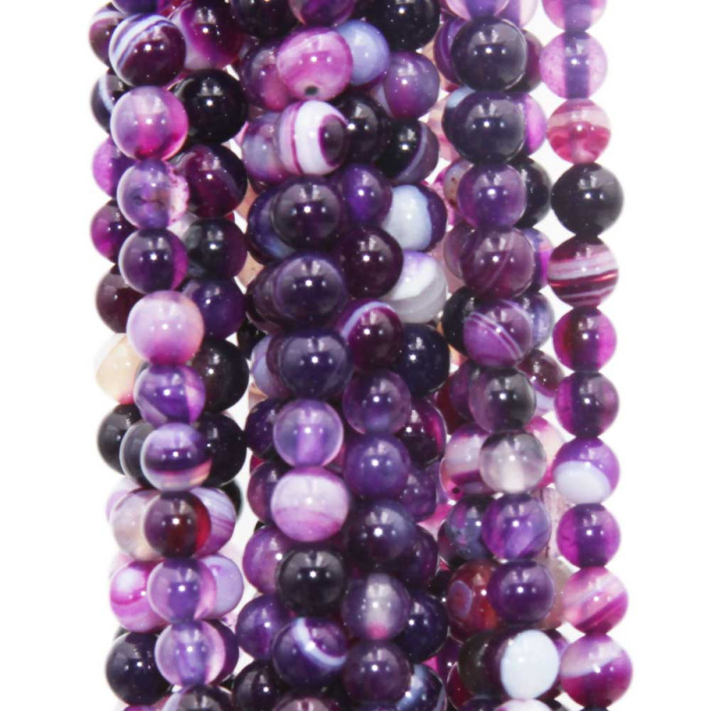 Agata striata viola e nero tonda liscia 4 mm filo 40 cm (nerv5stri1) - pietreeminuterie.com