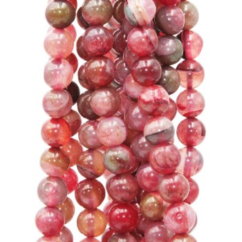 Agata striata rosa verde 10 mm tonda liscia filo 40 cm